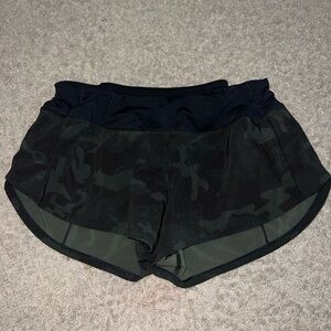 Size 6 Green/Black Lululemon Camouflage Speed Up Shorts